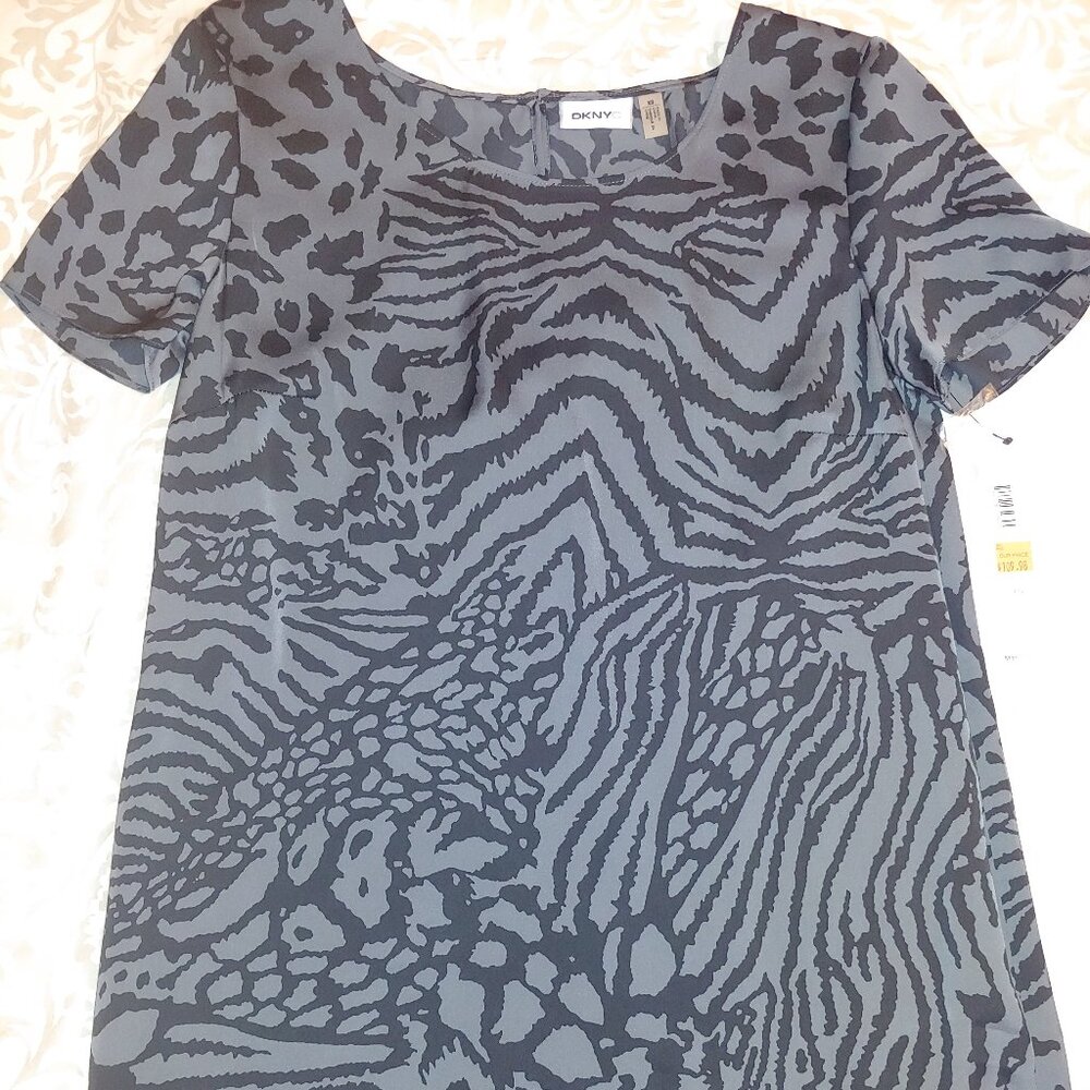 DKNYC animal print dress size XS charcoal NWT